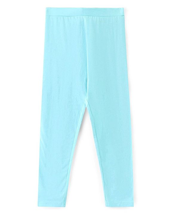 Pine Kids Full Length Stretchable and Biowash Cotton Printed & Solid Color Leggings Pack of 2 - Pink Blue