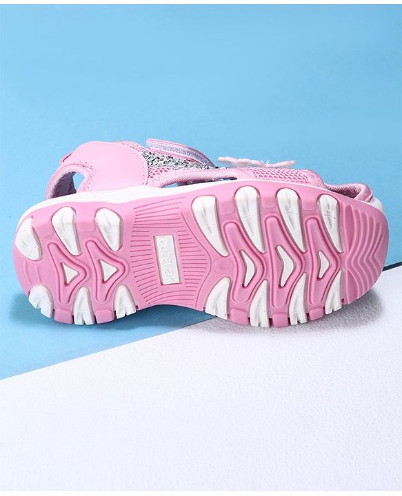 Cute Walk by Babyhug Velcro Closure Embellished Sandals Butterfly Applique- Pink