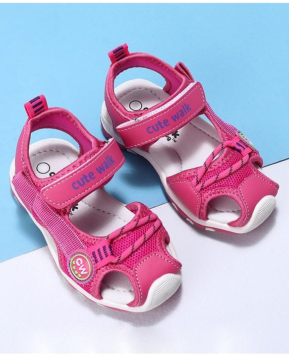 Cute Walk by Babyhug Velcro Closure Sandals- Fuchsia