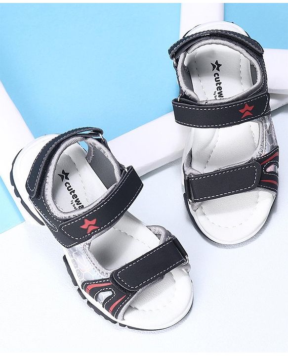 Cute Walk by Babyhug Velcro Closure Sandals- Black