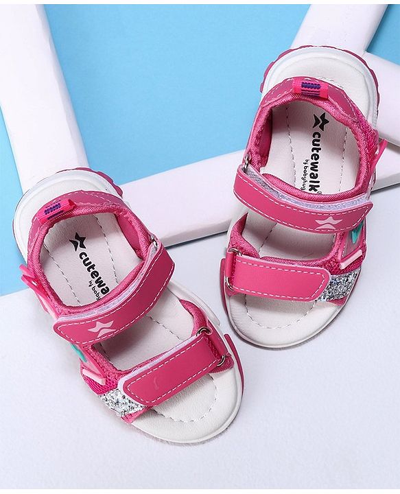 Cute Walk by Babyhug Velcro Closure Sandals- Fuchsia