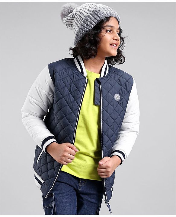 Pine Kids Full Sleeves Moderate Winter Versity Bomber Jacket - Multicolor