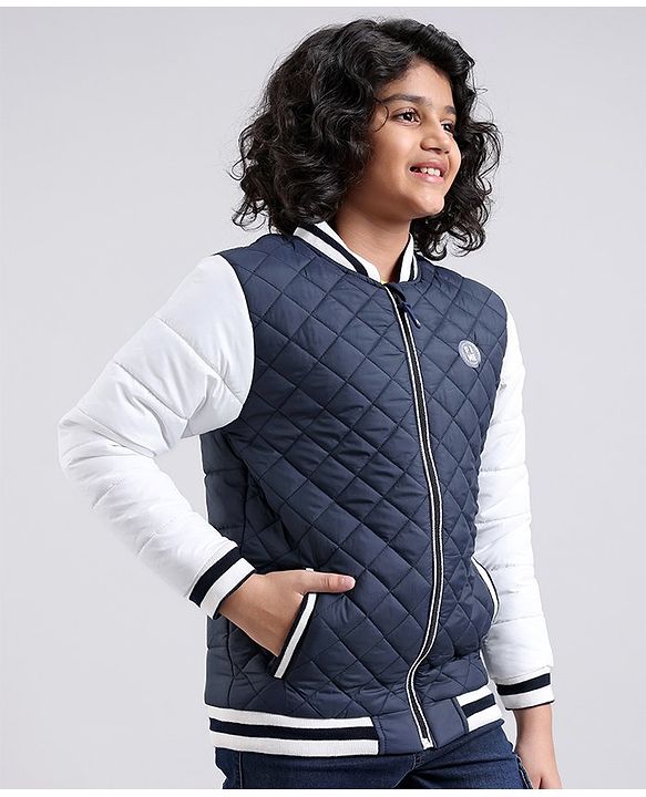Pine Kids Full Sleeves Moderate Winter Versity Bomber Jacket - Multicolor