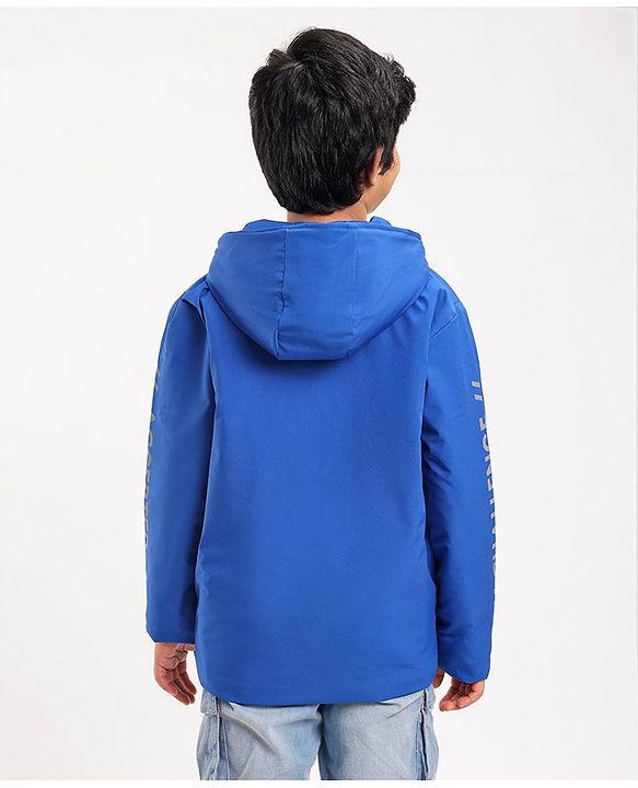 Pine Kids Light Winter Full Sleeves Hooded Solid Colour Sweat Jacket - Royal Blue