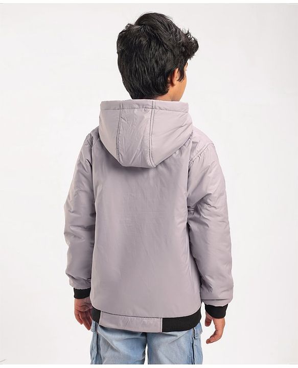 Pine Kids Full Sleeves Light Winter Wear Hooded Jacket - Grey