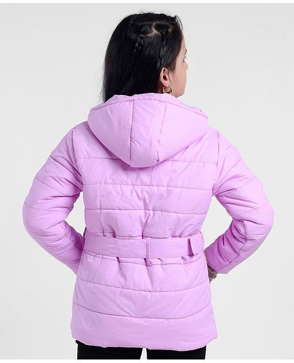 Pine Kids Full Sleeves Solid Winter Wear Padded Hooded Jacket - Pink