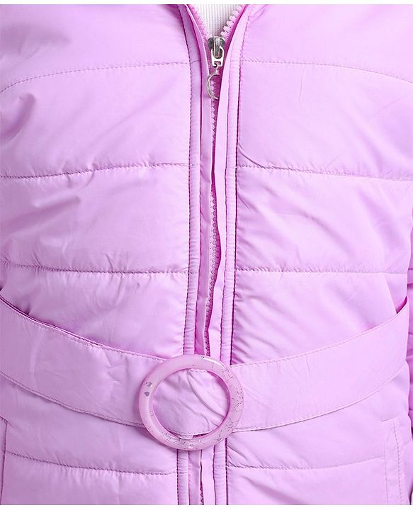 Pine Kids Full Sleeves Solid Winter Wear Padded Hooded Jacket - Pink