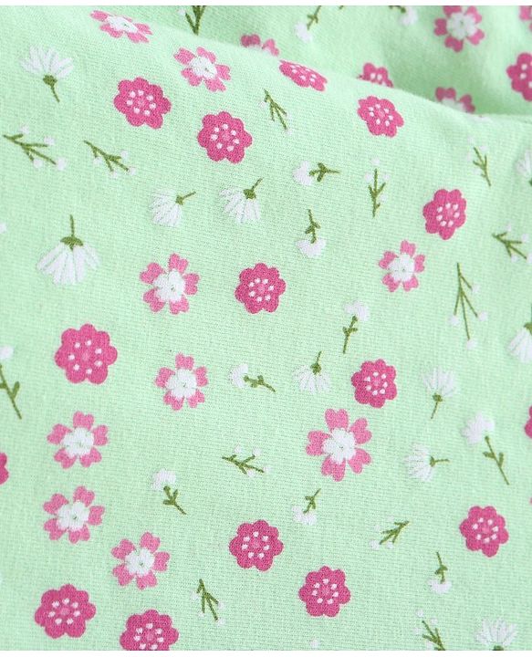 Babyhug Full Sleeves Cotton Lycra All Over Floral Print Skivi Top- Mint Green