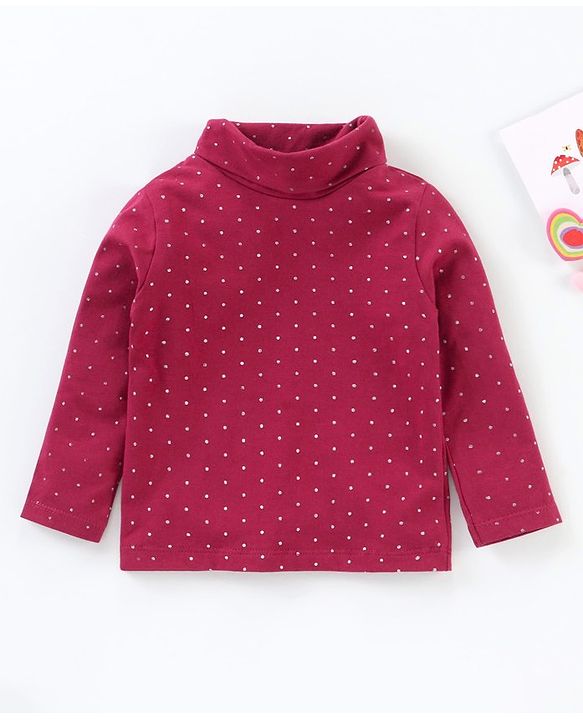 Babyhug Full Sleeves Cotton Lycra Skivi Top Foil Print- Purple