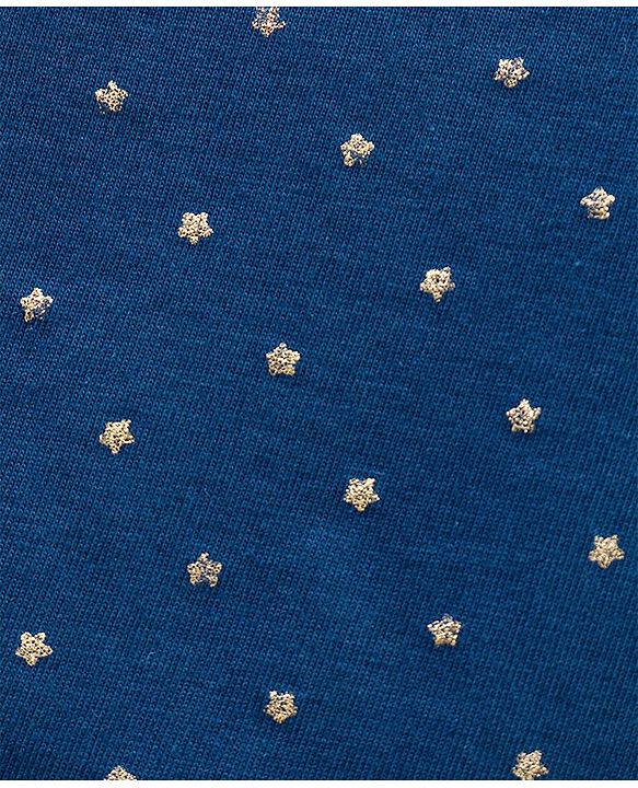 Babyhug Cotton Lycra Full Sleeves Star Printed Skivi Top - Blue