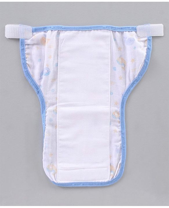 Babyhug Muslin Cotton Reusable Velcro Printed Cloth Nappies Small Set of 5 - Multicolor