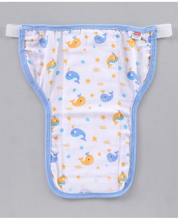 Babyhug Muslin Cotton Reusable Velcro Printed Cloth Nappies Small Set of 5 - Multicolor