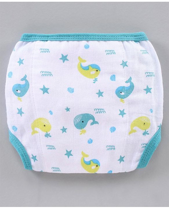 Babyhug Muslin Cotton Reusable Velcro Printed Cloth Nappies Small Set of 5 - Multicolor