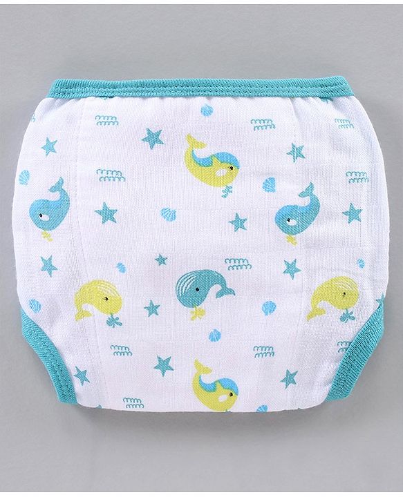 Babyhug Muslin Cotton Reusable Velcro Printed Cloth Nappies Small Set of 12 - Multicolor
