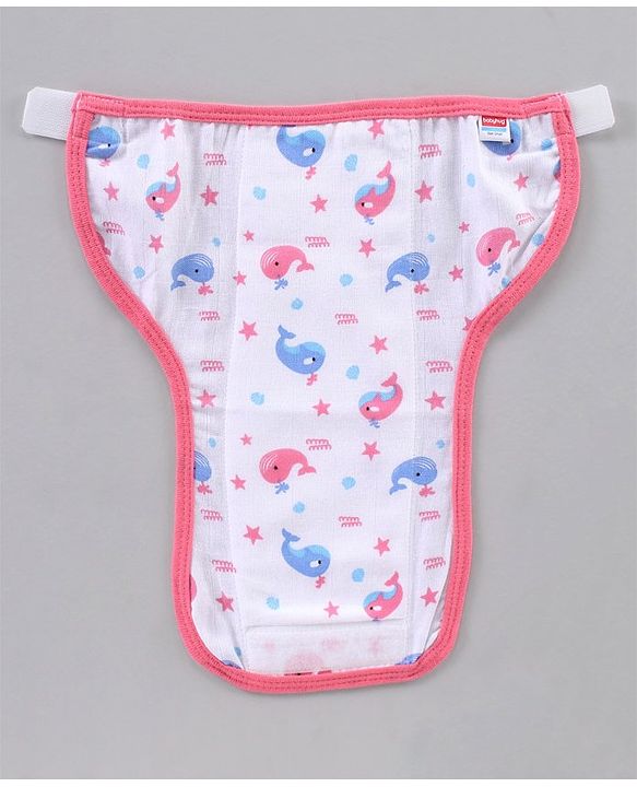 Babyhug Muslin Cotton Reusable Velcro Printed Cloth Nappies Small Set of 12 - Multicolor