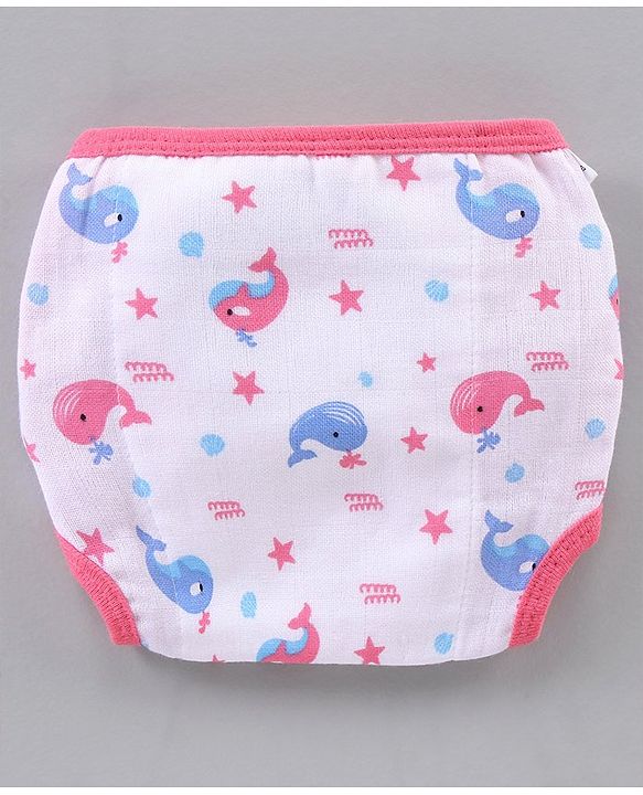 Babyhug Muslin Cotton Reusable Velcro Printed Cloth Nappies Small Set of 12 - Multicolor