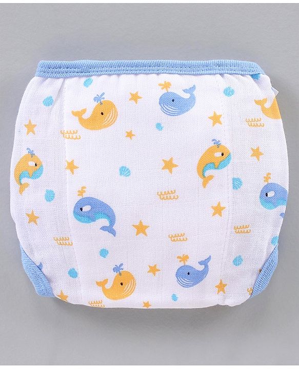 Babyhug Muslin Cotton Reusable Velcro Printed Cloth Nappies Small Set of 12 - Multicolor