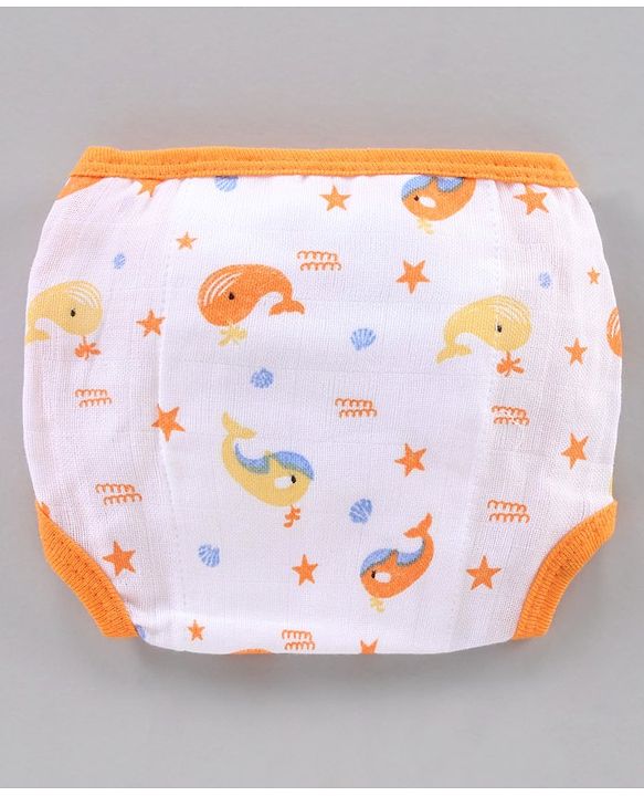 Babyhug Muslin Cotton Reusable Velcro Printed Cloth Nappies Small Set of 12 - Multicolor