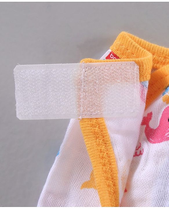Babyhug Muslin Cotton Reusable Velcro Printed Cloth Nappies Small Set of 12 - Multicolor