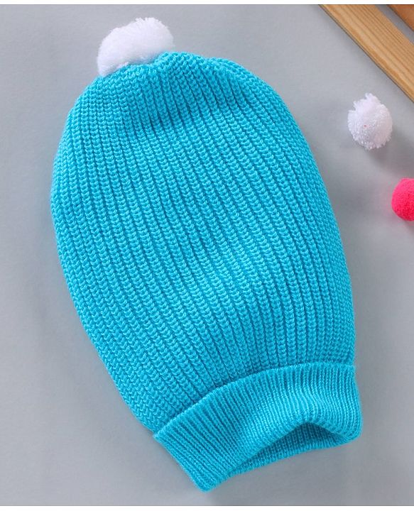 Babyhug Woollen Cap Solid Blue - Diameter 7 cm