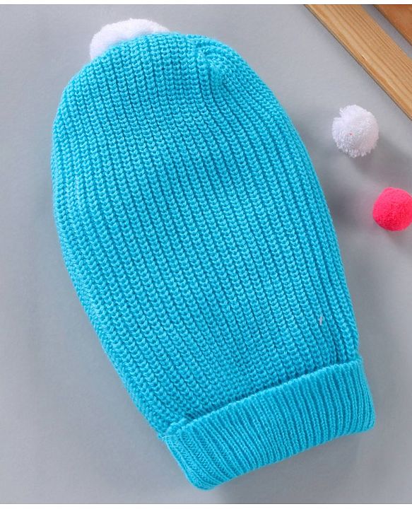Babyhug Woollen Cap Solid Blue - Diameter 7 cm