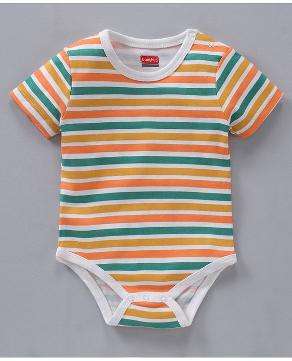 Babyhug 100% Cotton Half Sleeves Onesies Striped And Squirrel Print Pack of 3 - Multicolour