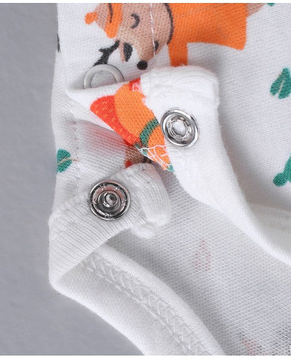 Babyhug 100% Cotton Half Sleeves Onesies Striped And Squirrel Print Pack of 3 - Multicolour