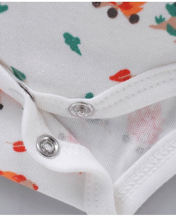 Babyhug 100% Cotton Half Sleeves Onesies Striped And Squirrel Print Pack of 3 - Multicolour