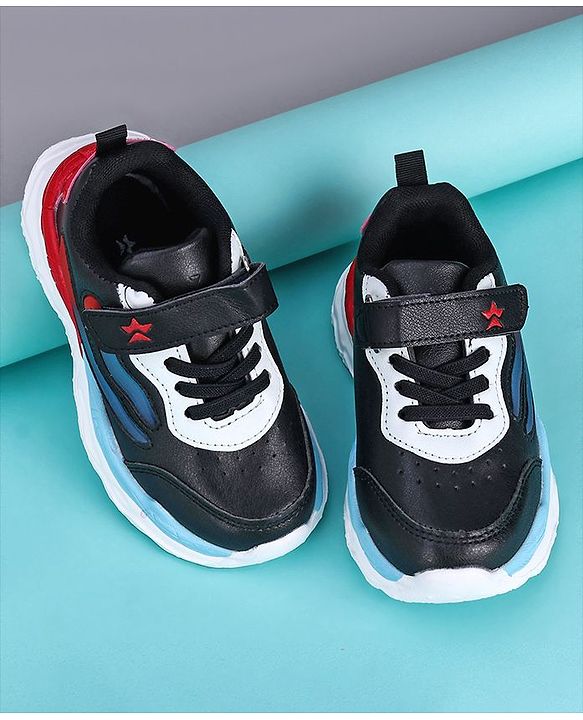 Cute Walk by Babyhug Sneakers With Velcro Closure Solid - Black Blue