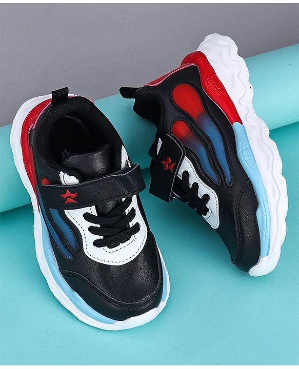 Cute Walk by Babyhug Sneakers With Velcro Closure Solid - Black Blue