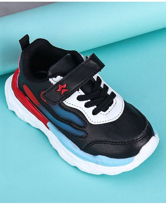 Cute Walk by Babyhug Sneakers With Velcro Closure Solid - Black Blue