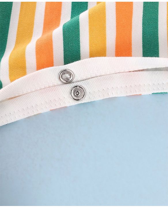 Babyhug Cotton Knit Full Sleeves Printed Romper - Grey