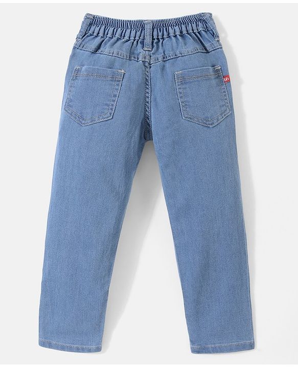 Babyhug Full Length Washed Denim Jeans - Light Blue