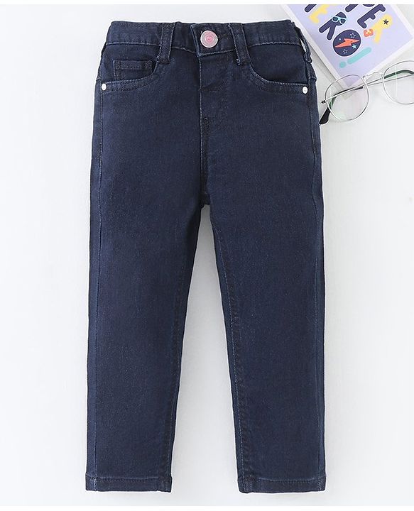 Babyhug Full Length Washed Denim Jeans - Dark Blue