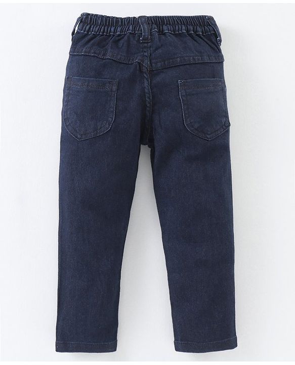 Babyhug Full Length Washed Denim Jeans - Dark Blue