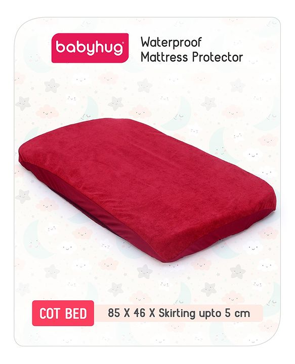 Babyhug Waterproof Mattress Protector Covers - Maroon