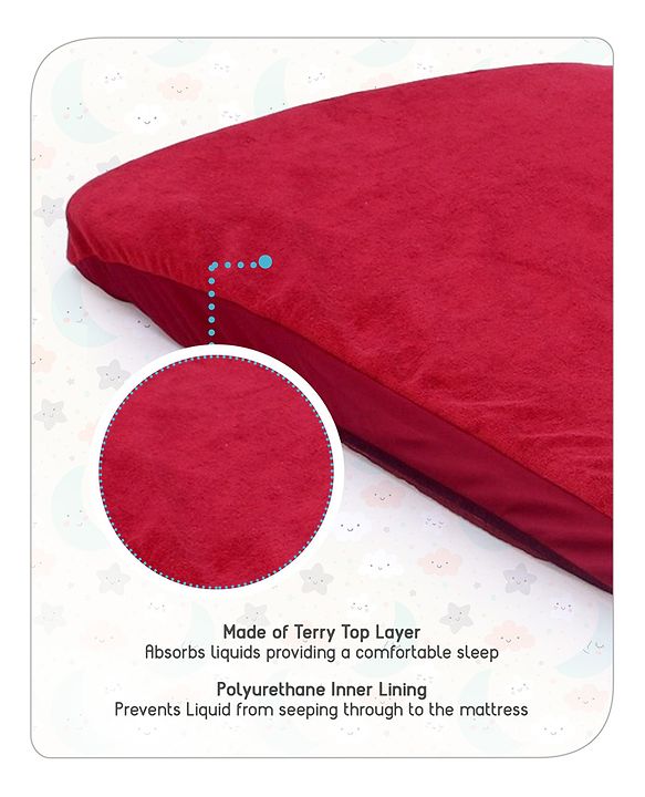 Babyhug Waterproof Mattress Protector Covers - Maroon