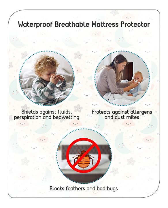 Babyhug Waterproof Mattress Protector Covers - White