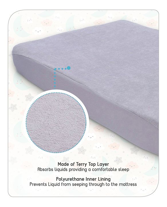Babyhug Waterproof Mattress Protector Covers -  Grey