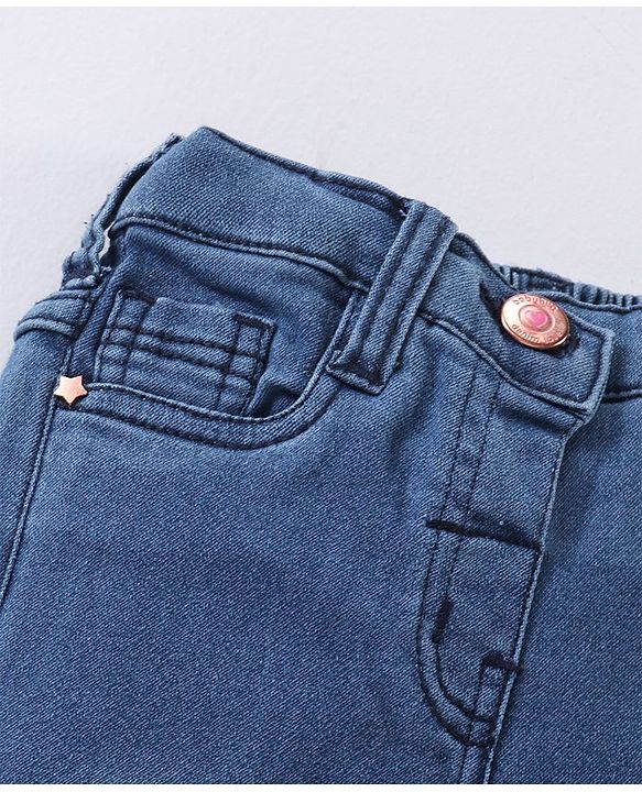 Babyhug Full Length Washed Denim Jeans - Blue