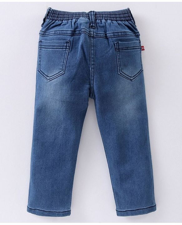 Babyhug Full Length Washed Denim Jeans - Blue