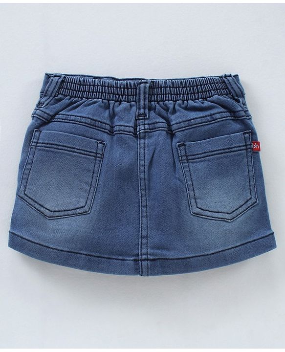Babybug Cotton Lyrca Mid Thigh Denim Skirts - Medium Blue