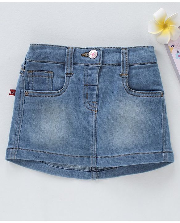 Babybug Cotton Lyrca Mid Thigh Denim Skirts - Light Blue
