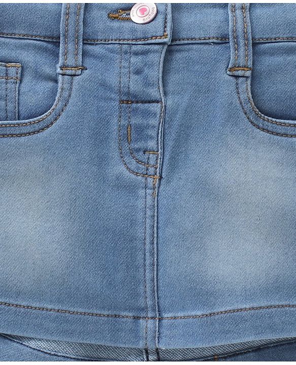 Babybug Cotton Lyrca Mid Thigh Denim Skirts - Light Blue
