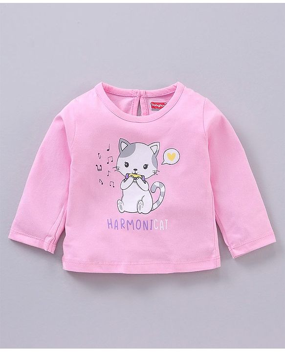 Babyhug Full Sleeves Tees Kitty & Text Print Pack of 3 - Multicolor