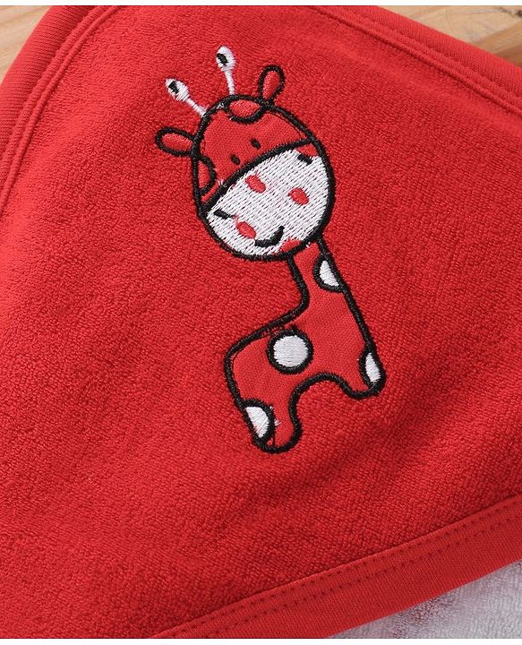 Babyhug Knit Terry Towels And Cartoon Print Pack Of 2 - Red