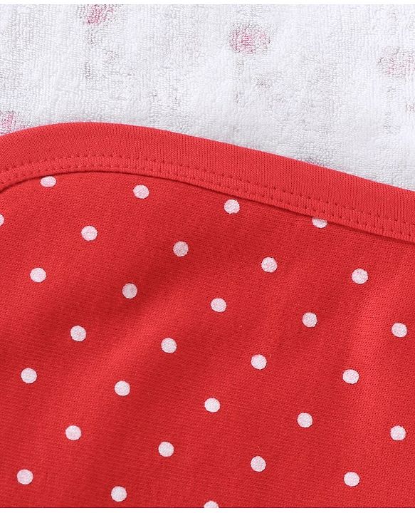 Babyhug Knit Terry Towels And Cartoon Print Pack Of 2 - Red