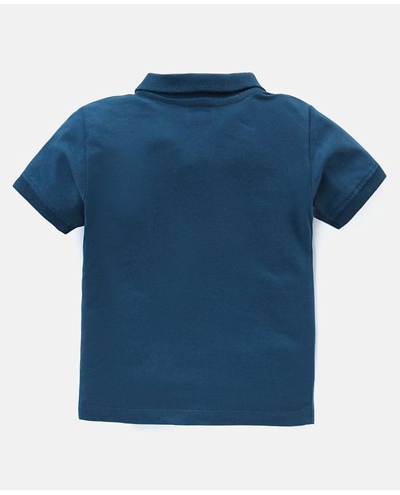 Babyhug 100% Cotton Dungaree With Half Sleeves T-Shirt Set Star Print - Blue Yellow
