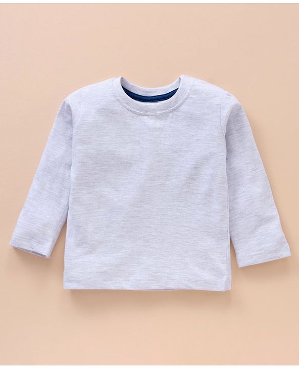 Babyhug Cotton Knit Full Sleeves Solid Tee & Fox Printed Dungaree - Grey Blue