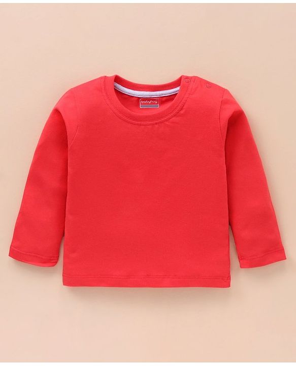 Babyhug Cotton Knit Full Sleeves Solid Tee & Apple Printed Dungaree - Red & Grey